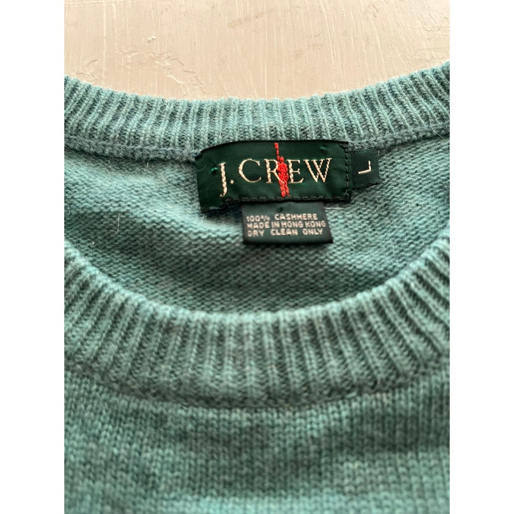J.Crew Mens 100% Cashmere Crewneck Sweater Sage Green Heather Large